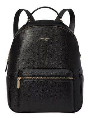 Kate Spade New York NWT Black Pebbled Leather Backpack with Gold Hardware